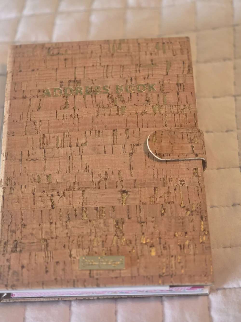 Lilly Pulitzer Cork Address Book with Gold Accents